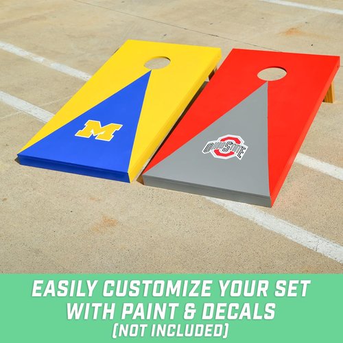 GoSports Wooden Cornhole Boards Set - 4 ft x 2 ft Regulation Size with Light Brown Finish & Carrying Case