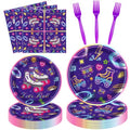 FVEOCR 160 Pack Roller Skating Party Supplies Let's Roll Birthday Supplies Roller Skate Party Tableware Set for Roll Themed Skating Party Decorations Serves 40