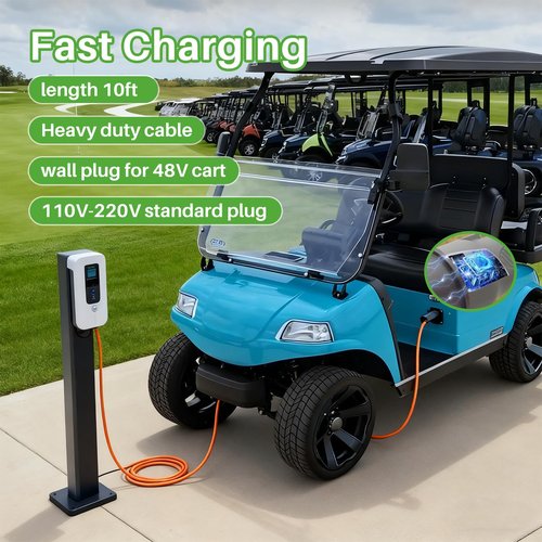 XINSTCO 10FT Charging Power Cord Assembly Fits for Evolution EV ICON Golf Cart,110V-220V 16A 3 Pin Golf Cart Charger Plug,Replace OEM# 2.04.0620
