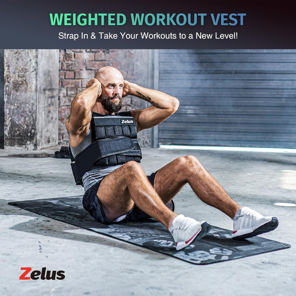ZELUS Weighted Vest - Adjustable 20lb to 60lb for Enhanced Home Workouts | Ideal for Cardio & Strength Training