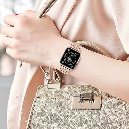 Lamshaw Compatible with Trendia Smart Watches Bands, Quick Release Stainless Steel Metal Replacement Straps Compatible with Trendia 1.83" TG09 Smart Watches (Rose Gold, 22mm size band)