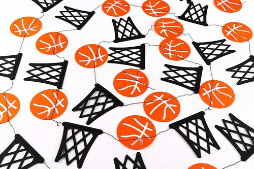 Basketball Hoop Garland Decorations - Sports-Themed Banner for Game Day Parties & Celebrations