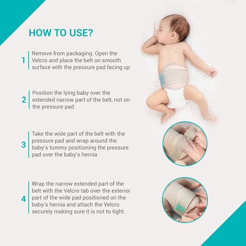 Everyday Medical Umbilical Hernia Belt for Babies, Tummy Wrap, Naval Button Binder, Newborns, Infant Abdominal Truss Support, Abdominal Belly Band with Compression Pad - Medium