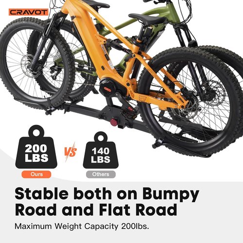 CRAVOT MagRack F2 200 lbs Capacity Electric Bike Rack, No Installation Bike Carrier for 2 Bike, Folding Bike Racks for Tow Hitch 2'' Receiver Cars Trucks SUVs Minivans RV, Trailer