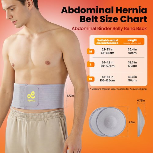 gagaiuco Umbilical Hernia Belt for Men & Women, Abdominal Binder Adjustable Truss Support with Compression Pads for Naval, Ventral, Incisional, Epigastric, Belly Button Hernias, Pre Post Surgery,Super Breathable-L