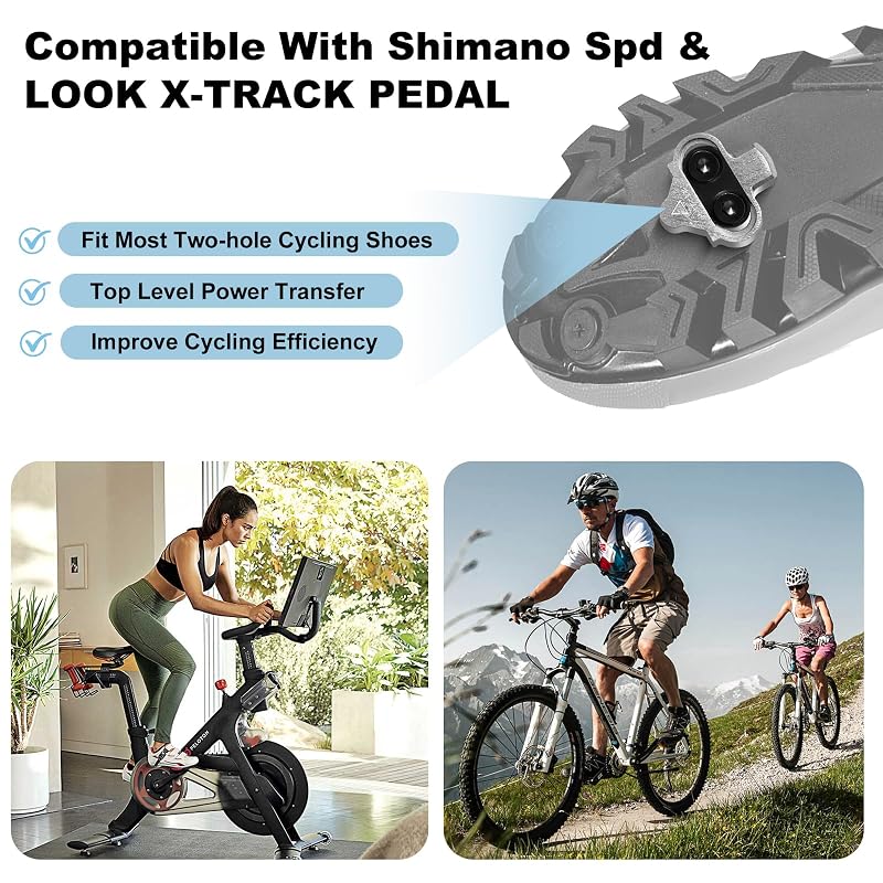 Bike Cleats Compatible with Shimano SPD & Look X-Track Pedals – Silver (2-Bolt)