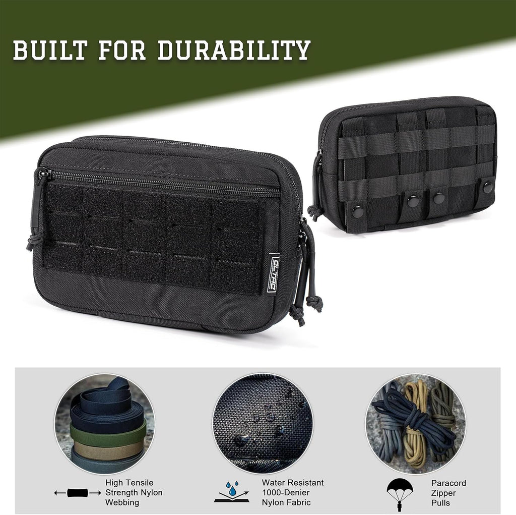 Skiennix Tactical Molle Admin Pouch - Utility EDC Tool Bag with US Flag Patch & D-Ring