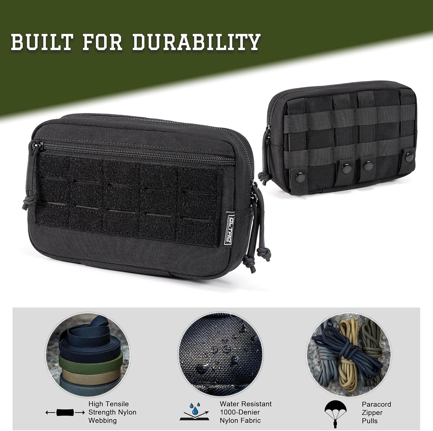 Skiennix Tactical Molle Admin Pouch - Utility EDC Tool Bag with US Flag Patch & D-Ring