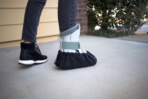 MyShoeCovers Fracture Walking Boot Cover - Durable Black Design, Large Size