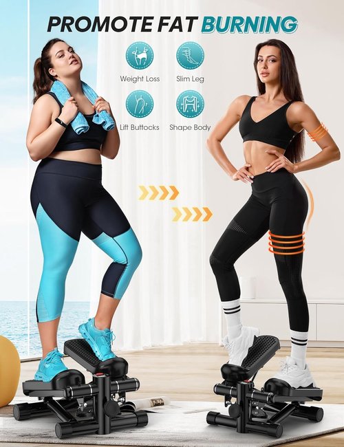 Mini Portable Stepper Machine - 330LBS Capacity, Adjustable Height & LED Monitor for Full Body Workout