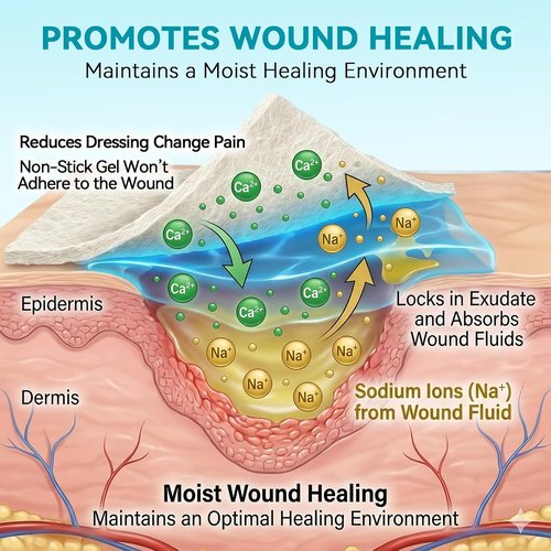 Dimora Calcium Alginate Wound Dressing - Soft, Highly Absorbent 4'' x 4'' Sterile Bandages | 20 Count