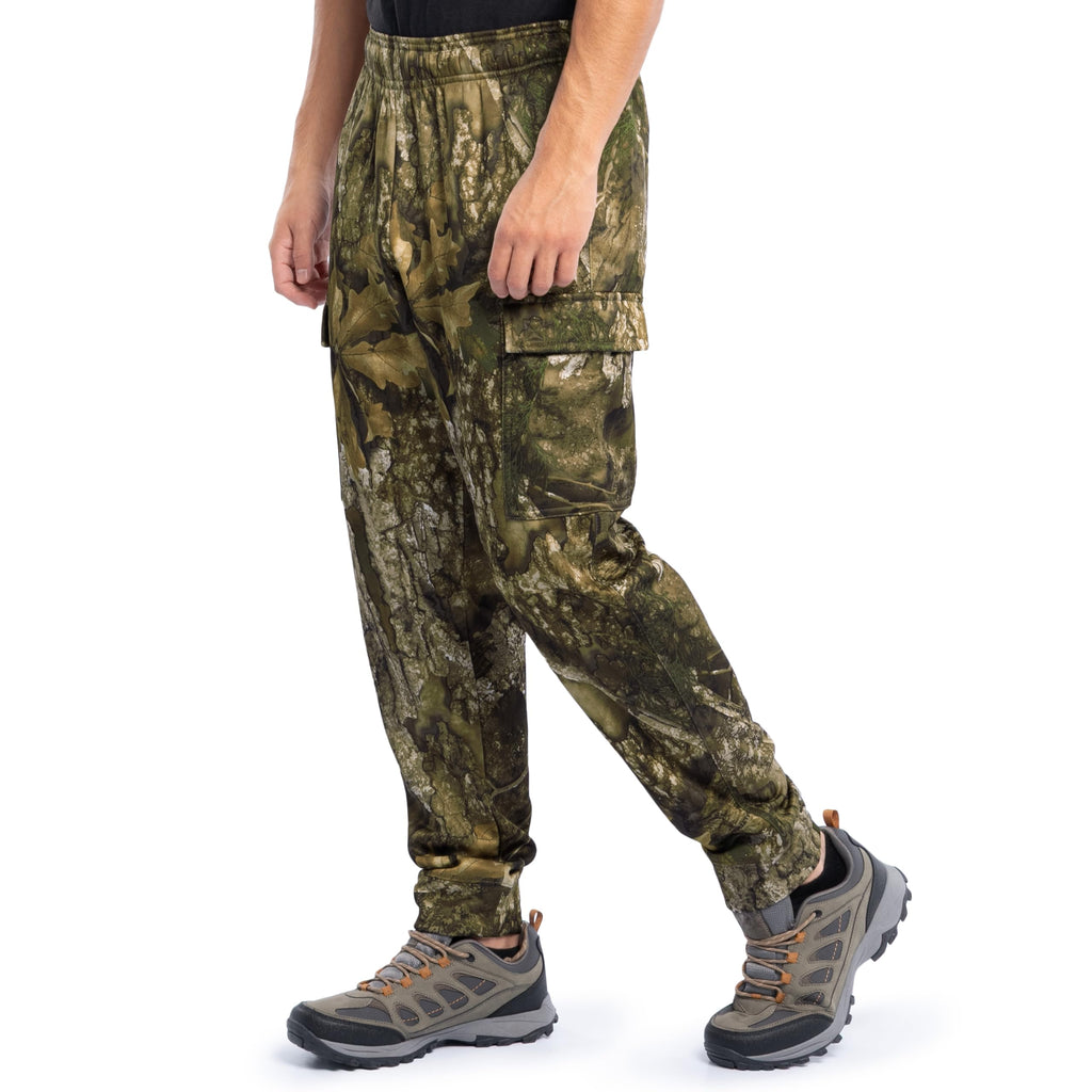 Realtree Men's Workwear Tapered Cargo Fleece Sweatpants, Realtree APX, Large