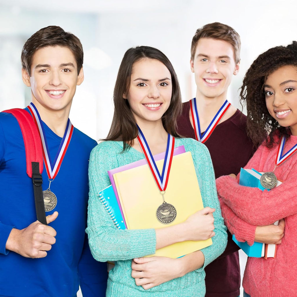 Quelay 20 Pcs Gold Award Medals - 2'' Winner Medals with Neck Ribbons for Competitions & Tournaments