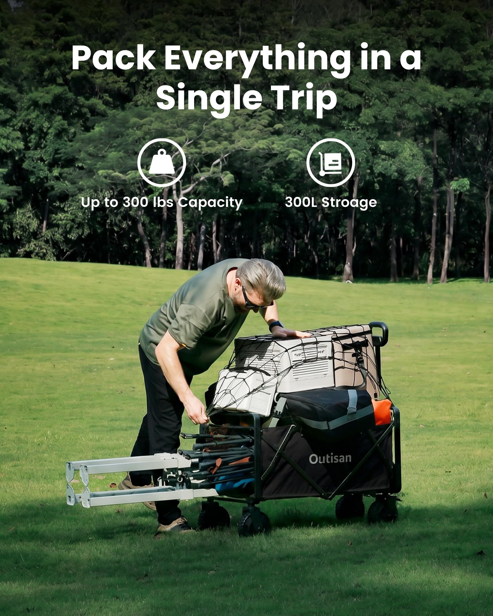 Smart Electric e-Wagon Air 3-Second Fold Cart with 9-Mile Range 300LB Heavy-Duty Dual Motor Wagon All-Terrain Collapsible Wagon for Grocery, Camping, Beach Jet Black