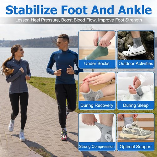 6Pairs Neuropathy Socks - Toeless Compression Socks for Women & Men, Plantar Fasciitis & Achilles Tendonitis Relief, Arch Support (Large)