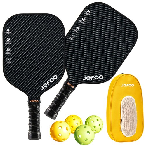 Pickleball Paddle Set of 2 - High Performance Lightweight Fiber Glass/Carbon Fiber Material, Good Grip - Sturdy Pickle Ball Paddles for Ultimate Game Experience