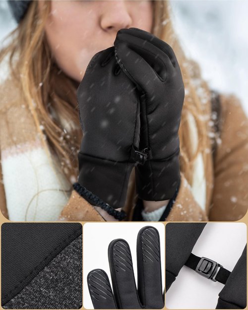 GXCROR Winter Gloves Women Men Ski Snow Gloves Liner Thermal Warm Fleece Touch Screen, Suit for Running, Cycling, Biking, Hiking, Driving, Walking, Soccer,Sports