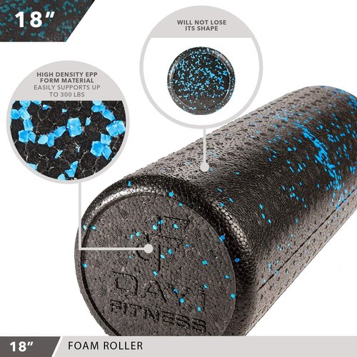 Day 1 Fitness High Density Foam Roller - Sports Massage for Deep Tissue Relief | Speckled Blue, 18”