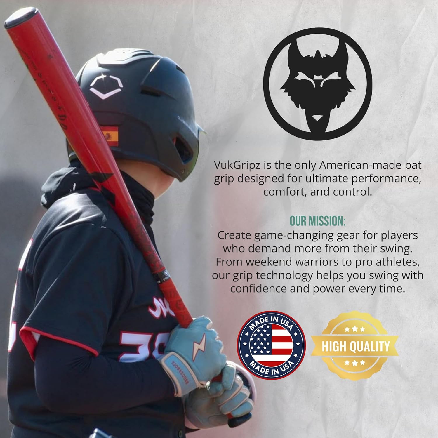 VukGripz Extra Long Bat Grip - Enhanced Firmness for Superior Control | Ideal for All Players
