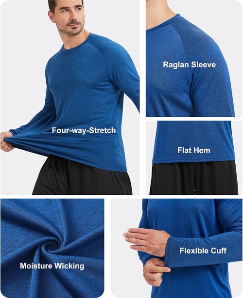 MLYENX Long Sleeve Men's Shirts - UPF 50+ UV Protection, Quick Dry & Moisture Wicking | 7 Pack