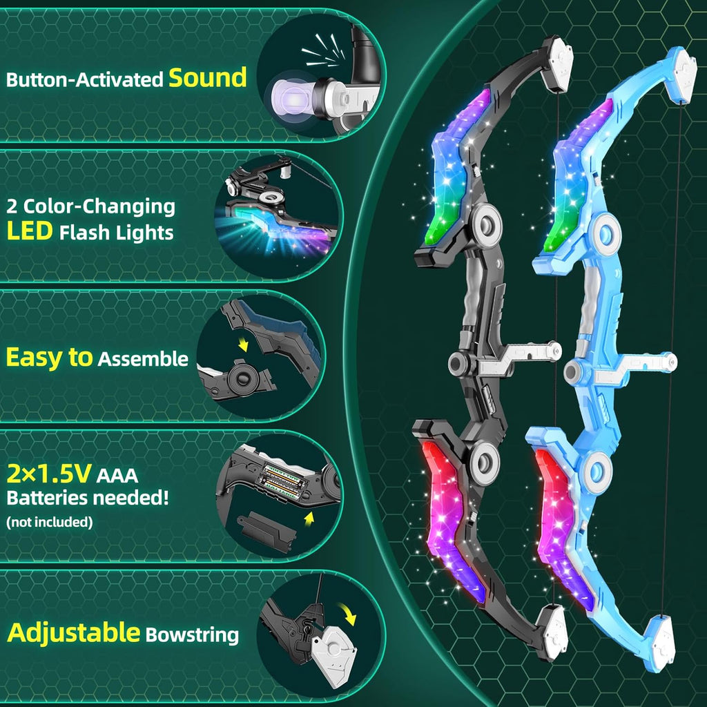 Skiennix Kids Bow and Arrow Set - Light-Up Archery Toys for Ages 3-12 | Indoor & Outdoor Fun