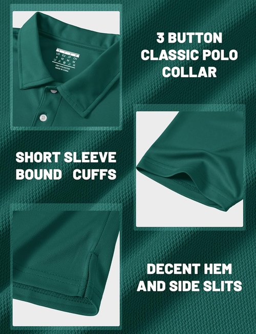 MAGCOMSEN Men's Polo Shirts - Quick Dry Short Sleeve Golf T-Shirts for Casual Work | Pique Jersey Outdoor Performance