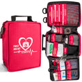 First Aid Kit with Rapid-Response Labeled Compartments, Compact Waterproof Emergency Kit with Molle Straps for Car, Camping, Home, Hiking, Travel