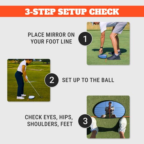 WHYGOLF Alignment Mirror with 2 Alignment Rods, Portable Golf Training Aid for Swing and Putting Practice, Indoor or Outdoor Golf Tool and Mirror Trainer for Consistent Setup and Backswing