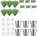 Soulchen Golf Party Table Decorations Kit - 6 Iron Buckets, 12 Mini Golf Balls & 6 Flags | Classic Design