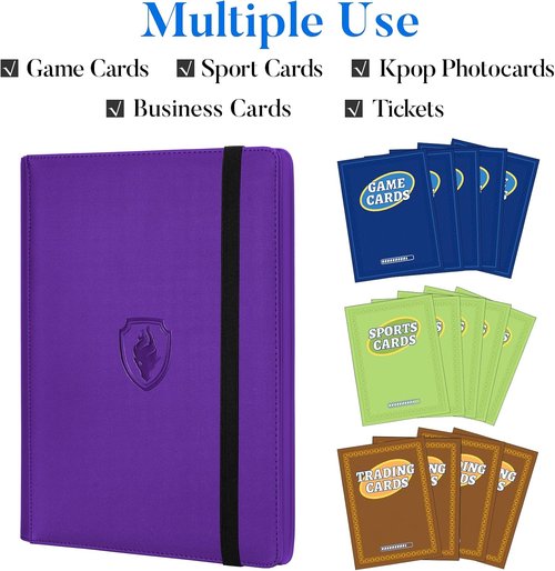 Fabmaker Premium 9 Pocket Card Binder - Sturdy Trading Card Album for 360 Cards | Sleek Purple Design