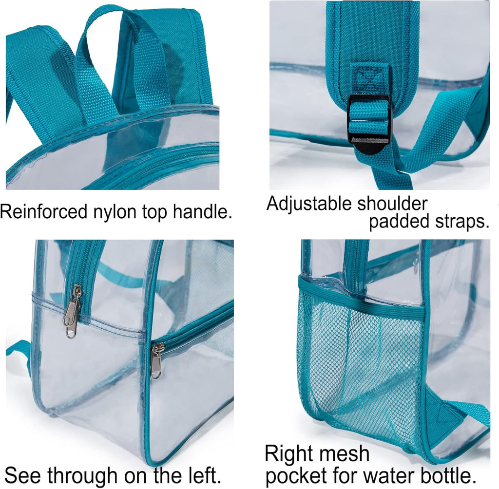 Skiennix Mini Clear Backpack - Waterproof PVC Stadium Approved Transparent Bag | 12"x6"x12" - Green