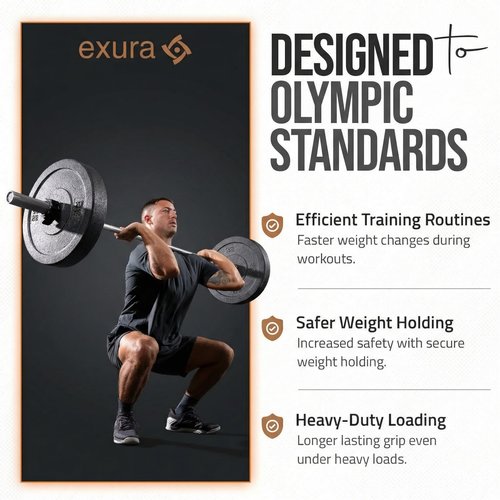 EXURA Barbell Clamp No Slip Pad for 2-Inch Olympic Weight Plates - Heavy-Duty Barbell Clamps with Quick-Release Lever, Non-Slip Grip & Durable ABS/Nylon Construction for Safe Lifting in Home Gyms