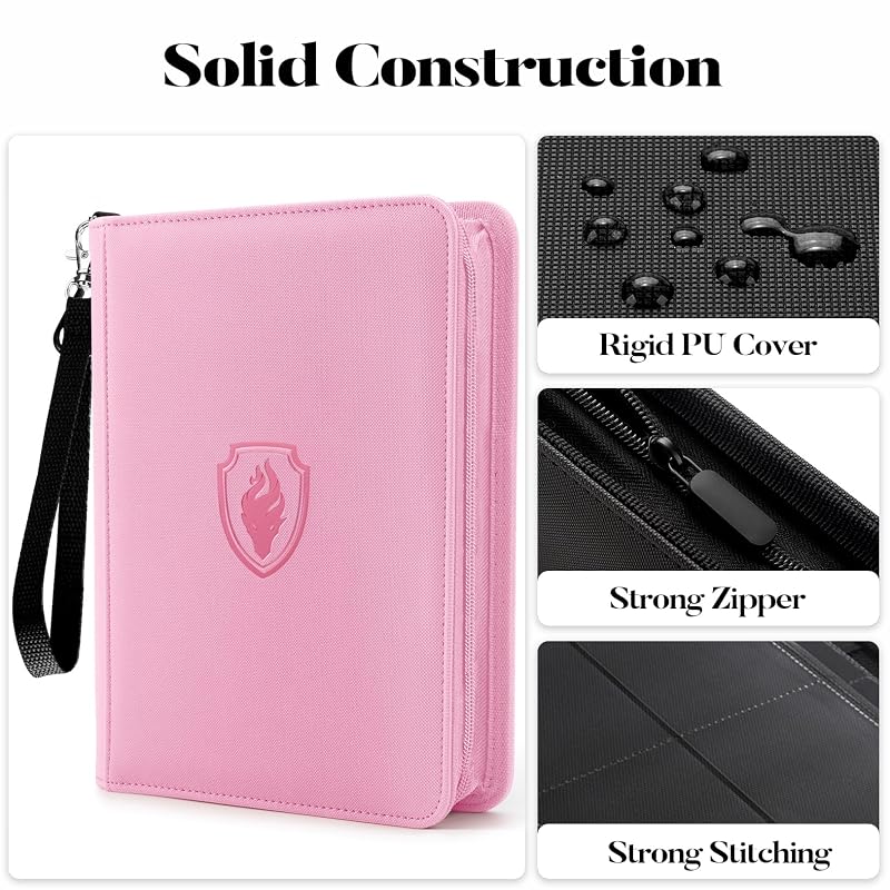 Fabmaker 4-Pocket Card Binder, 320 Card Capacity, Pink Variation