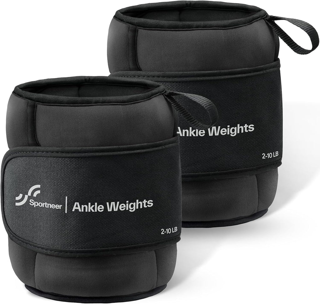 Sportneer Adjustable Ankle Weights - Heavy Leg Weights for Strength Training | 1 Pair, 4-20 LBS