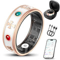 Smart Ring for Women,Fitness & Activity Tracker with Blood Pressure/Heart Rate Monitor, Sleep Tracker, Step Counter, IP68 Waterproof Ring for iOS&Android,Fast Charge,No Subscription (Rose Gold,Size8）