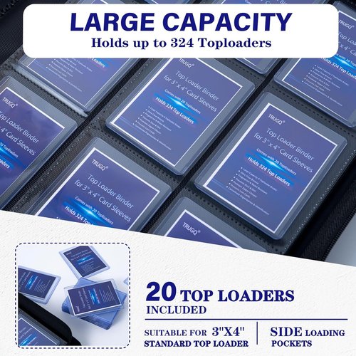 **Card Sleeves & Toploader Binder Combo by [Brand Name] - Waterproof PU Leather | Holds 324 Toploaders + 120 Protectors**