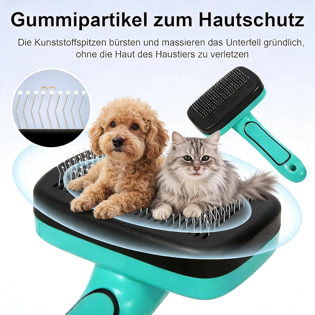 Skiennix 5-Piece Pet Grooming Set - Self-Cleaning Slicker Brush, Rake, Bath Brush & Nail Clippers for Dogs and Cats