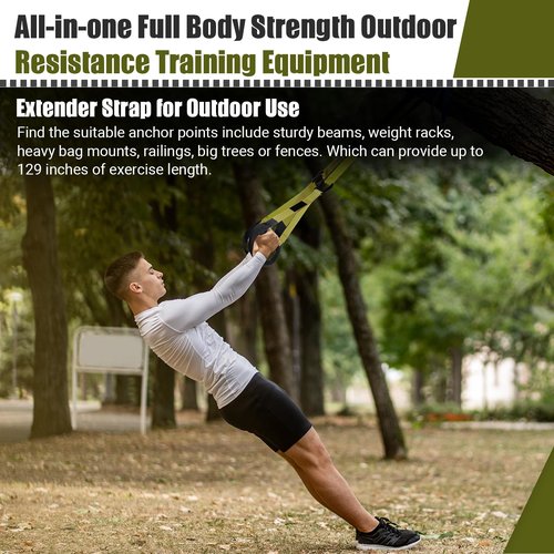 Home Resistance Training Kit, Resistance Trainer Exercise Straps with Handles, Door Anchor and Carrying Bag for Home Gym, Bodyweight Resistance Workout Straps for Indoor & Outdoor(Green)