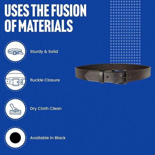 DeSantis 1 1/2” Everyday Carry Belt (EDC), Powder Coated Buckle Closure, Premium Leather Belt, Made of Leather and Other Synthetic Materials, 3.5mm Thick, Black, 36”