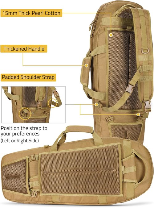 CVLIFE 30'' Soft Rifle Case - Padded Sling Backpack with Lockable Zippers & Molle System for Hunting