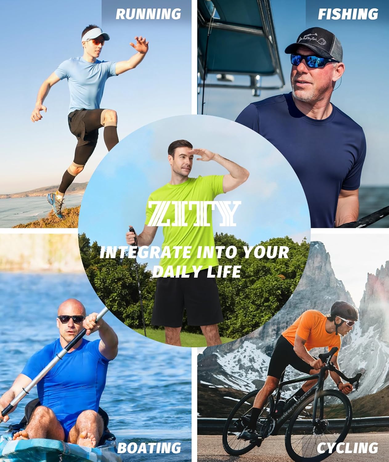 ZITY Men's Athletic T-Shirts - UPF 50+ Fast-Dry Moisture-Wicking Workout Shirts | 3-Pack Set