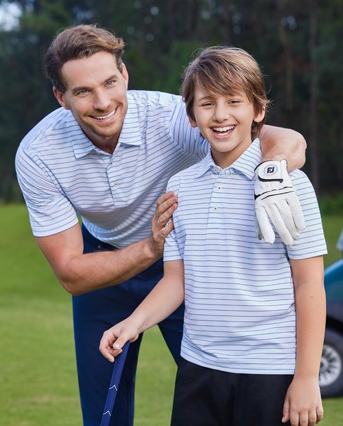 M MAELREG Golf Shirts for Men - Moisture-Wicking Striped Polo | Performance Dry Fit Short Sleeve