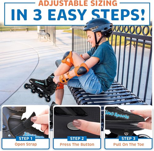 Xino Sports 2 in 1 Adjustable Combo Skates - Pro Quality - Beginner Friendly with Illuminating LED Light-Up Wheels, Interchangeable Skates for Boys & Girls for Indoor and Outdoor Use (Gray,XL 9-12)