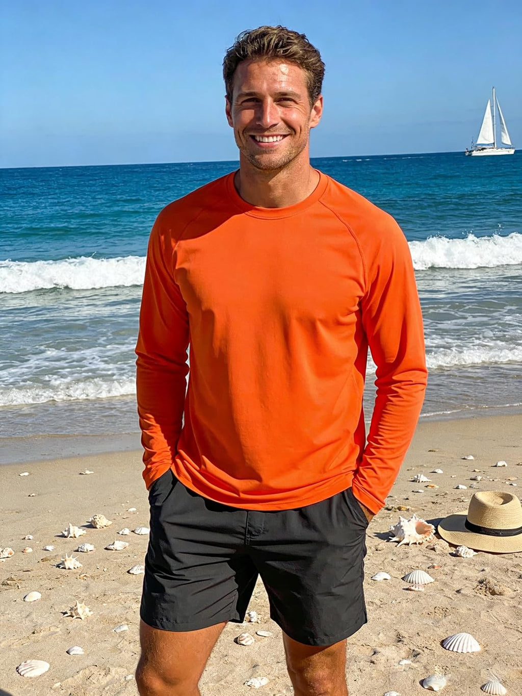 Skiennix Men's Long Sleeve Sun Shirt - Lightweight UV Protection Quick Dry Hiking & Fishing Tee