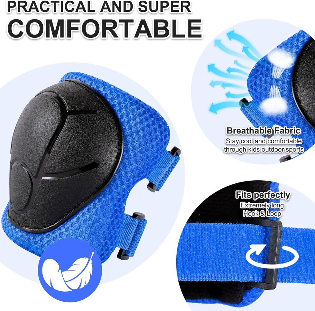 Skiennix Knee Pads for Kids 3-14 Years - 3-in-1 Set with Elbow Pads & Wrist Guards for Biking, Scooting, & Skating