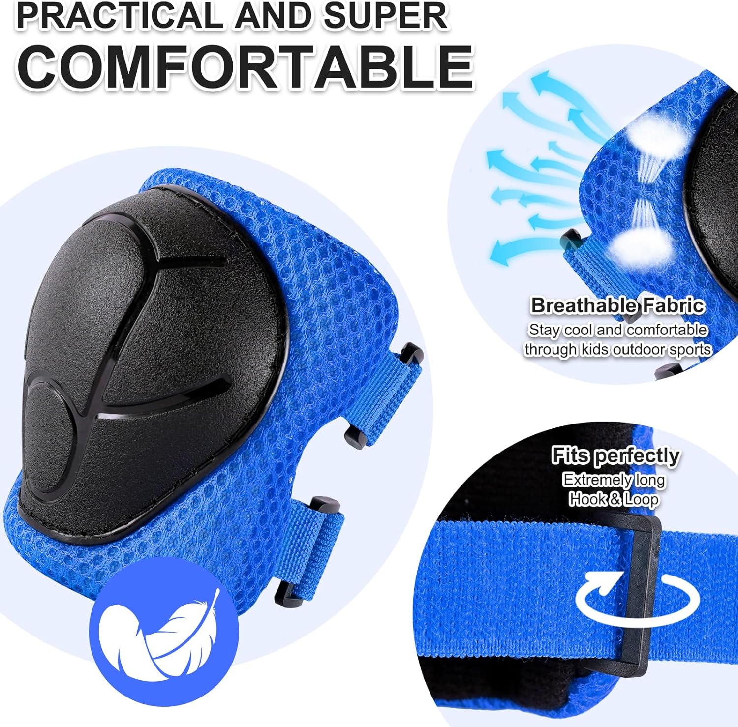 Skiennix Knee Pads for Kids 3-14 Years - 3-in-1 Set with Elbow Pads & Wrist Guards for Biking, Scooting, & Skating