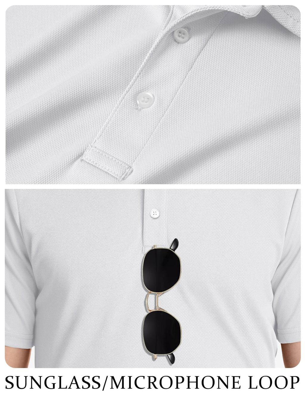 TACVASEN Mens Golf Shirt Dry Fit Mens Polo Shirts Short Sleeve Performance Golf Polos for Men with Collar Work Shirts White, 3XL