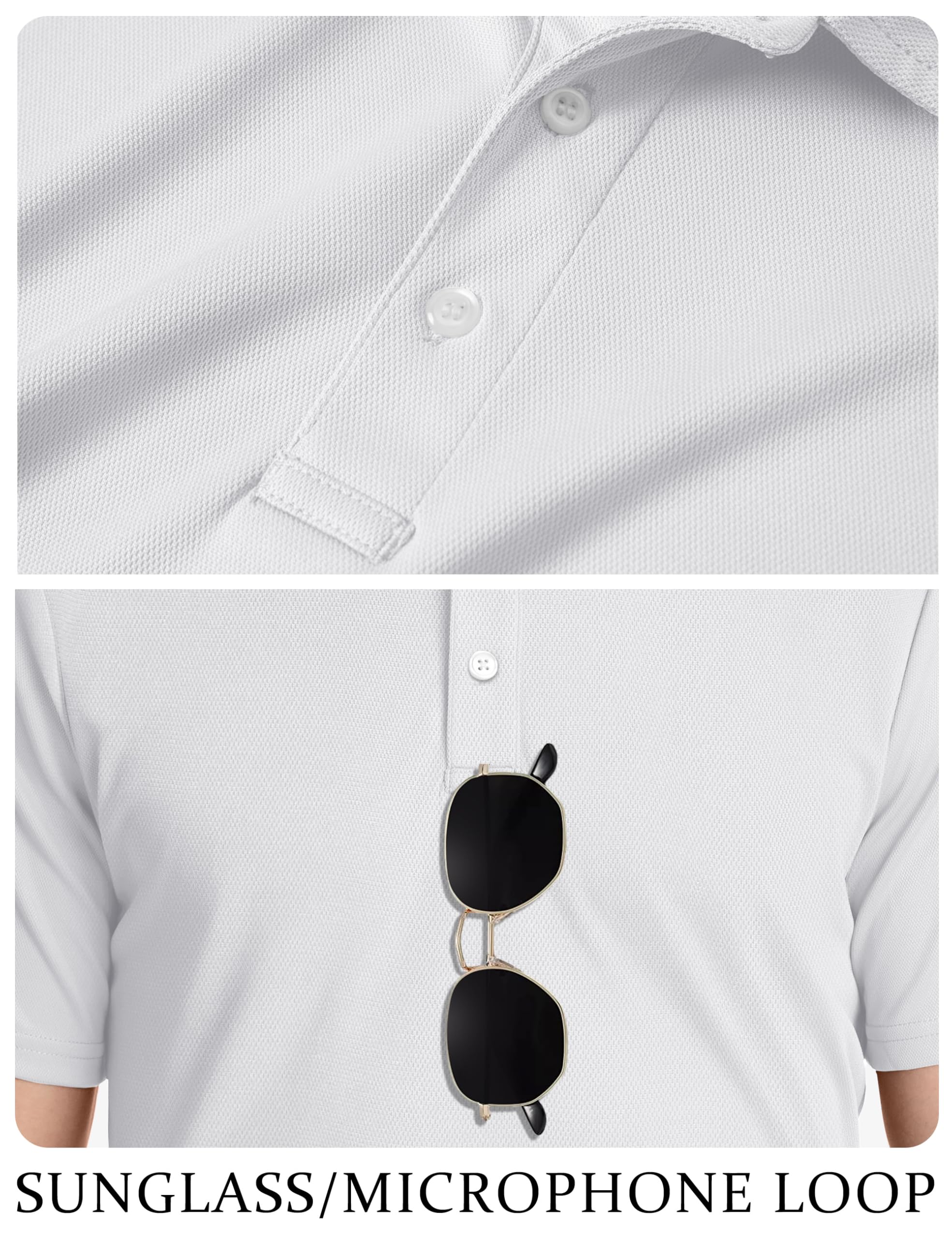 TACVASEN Mens Golf Shirt Dry Fit Mens Polo Shirts Short Sleeve Performance Golf Polos for Men with Collar Work Shirts White, 3XL