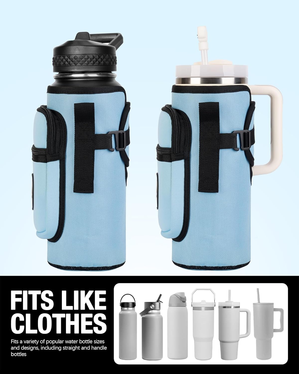 Sports Rabbit Universal Water Bottle Holder - Durable Oxford & Neoprene Design | Fits Stanley 30/40oz & 64/87oz Tumblers