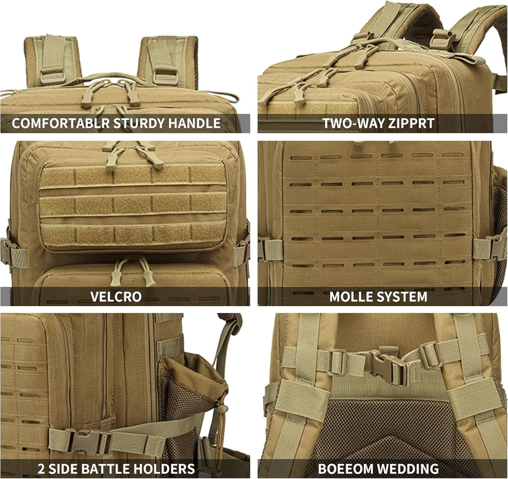 Skiennix Military Tactical Backpack - 45L/25L Assault Pack for Hiking | Unisex Molle Daypack